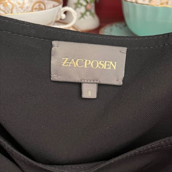 Vintage Zac Posen Drape Front Silk Dress Black Size 8 - Picture 4 of 6